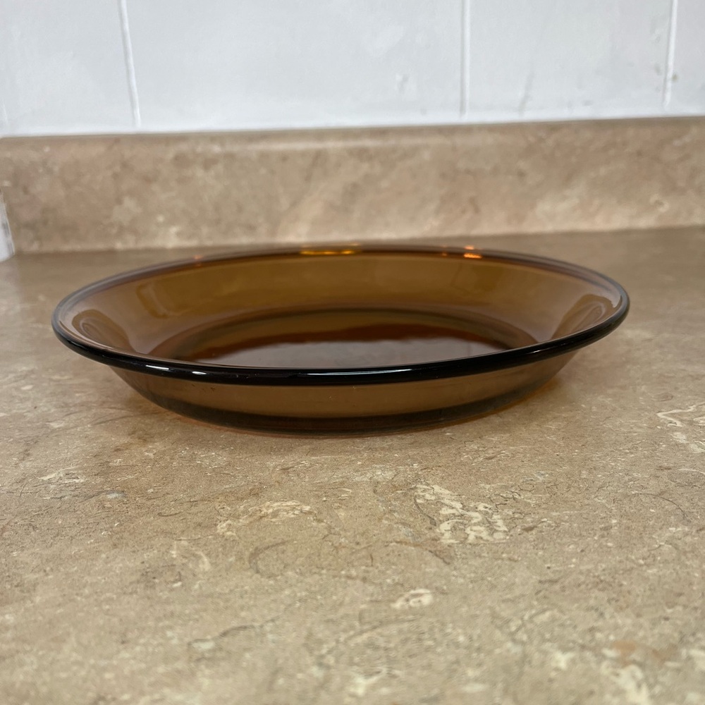 Vintage Anchor Hocking Amber Glass Pie Dish